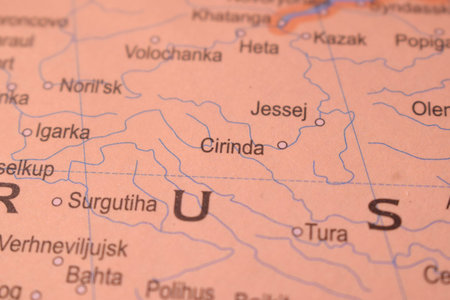 Cirinda Russia Country Political Map Close Up With Background Blur Imageの写真素材