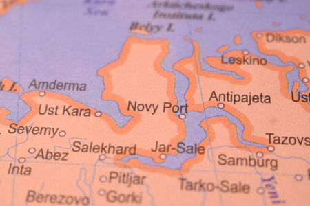 Nove Port Of Russia Country Political Map Close Up With Background Blur Imageの写真素材