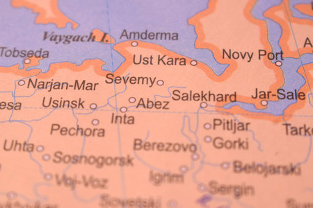 Sevemy  City Of Russia Country Political Map Close Up With Background Blur Imageの写真素材