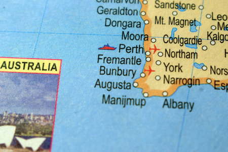 Fremantle City -Political Map Or Administrative Map Of Australia With Background Blur Imageの写真素材