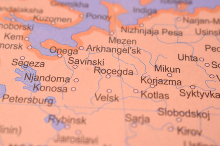 Rocegda City Of Russia Country Political Map Close Up With Background Blur Imageの写真素材
