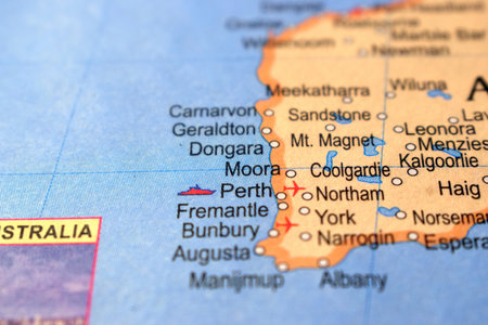Moora-Political Map Or Administrative Map Of Australia With Background Blur Imageの写真素材