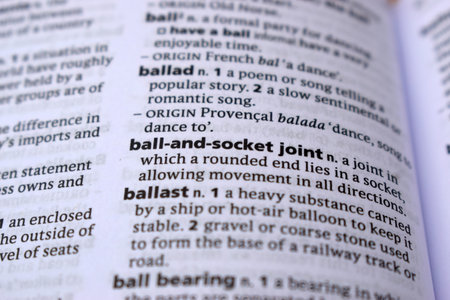 Close Up Of English Dictionary Page With Definition Word -  Ball-and-socket joint  Imageの写真素材
