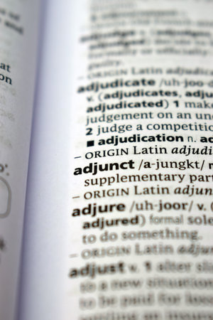 English Definition Dictionary Of Printed Word -  Adjunct  Close Up  Image