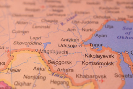 Political Map Of Belogorsk Russia Country And City Close Up With Background Defocused  Imageの写真素材