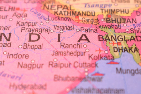 Patna-India Administrative Map Or Political Map Close Up Photograph With Blurry Background    Imageの写真素材