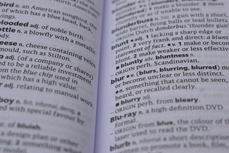 Close Up Of English Dictionary Page With Definition Word -  Blur  Imageの写真素材