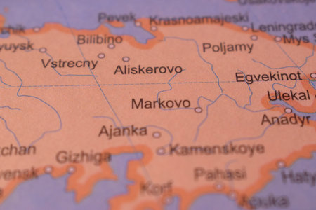 Markovo  Russia Country Political Map Close Up With Background Blur Imageの写真素材
