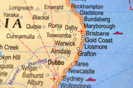 Gold Coast-Australia Political Map Or Administrative Map With Blurry Background Imageの写真素材