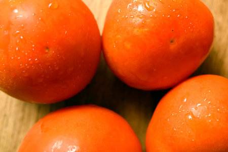 Fresh Group Of Red Tomatoes On Wooden Table Imageの写真素材