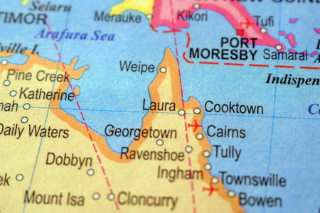 Cooktown City-Australia Political Map Or Administrative Map With Blurry Background Imageの写真素材
