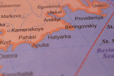 Anadyr Political Map Of Russia Country And City Close Up With Background Defocused  Image