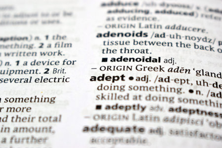 Close Up Of English Dictionary Page With Definition Word -  Adept     Image