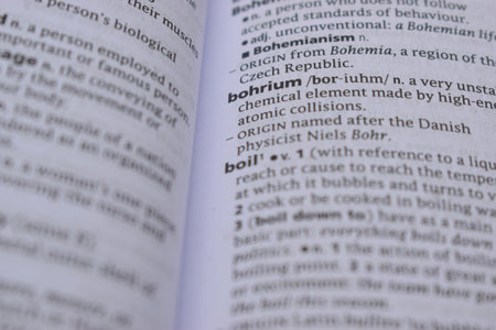 Close Up Of English Dictionary Page With Word -    Bohrium   Image