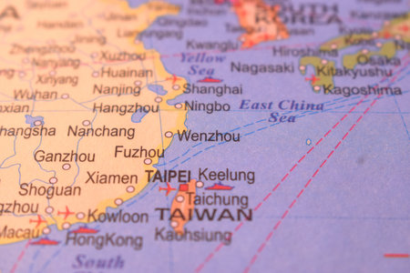 Wenzhou With Neighboring Countries And Cities On World Map- Political Map Background Blur Image