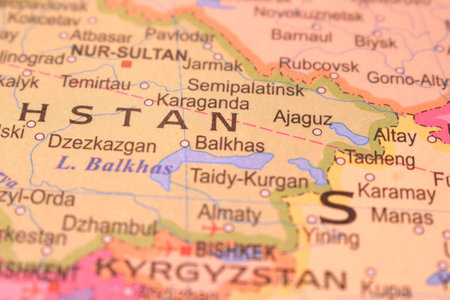 Balkhas  Country On World Map - Political Map With Background Blur Image