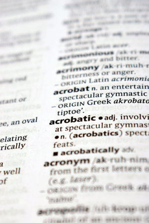 Close Up Of English Dictionary Page With Definition Word -    Acrobatic  Image