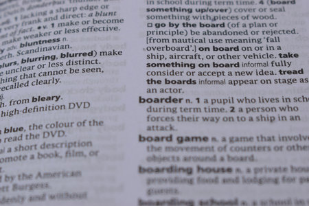 English Definition Dictionary Page Of Printed Word -  The Board  Close Up Imageの写真素材