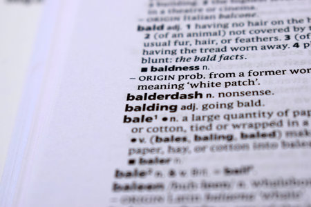 Close Up Of English Dictionary Page With Definition Word -    Balderdash Image