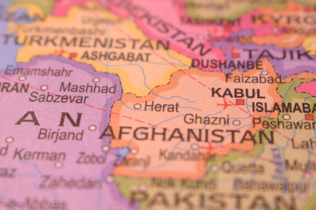 World Map of Herat  With Neighboring Countries And Cities- Taiwan Political Map Background Blur Imageの写真素材