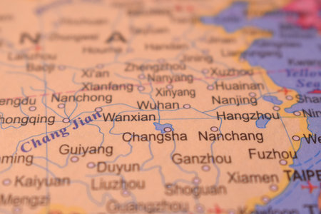 Political Map of Wanxian  City OF China With Neighboring Cities Or Countries Image