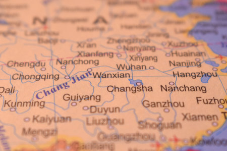 Political Map of Wanxian  City OF China With Neighboring Cities Or Countries Cartography Image