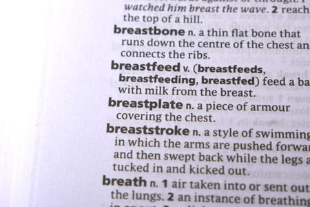 English Definition Dictionary Page Close Up Of Printed Word Of -Breastplate