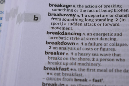 English Definition Dictionary Page Close Up Of Printed Word Of - Breakdancingの写真素材