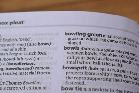 English Definition Dictionary Page Close Up Of Printed Word Of -Bowls