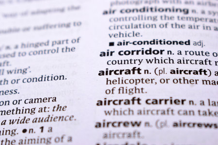Close Up Of English Dictionary Page With Word - aircraftの写真素材