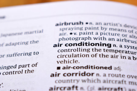 Close Up Of English Dictionary Page With Word - air conditioningの写真素材