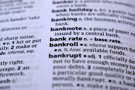 Close Up Of English Dictionary Page With Word - bankrollの写真素材