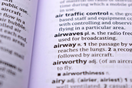 English Dictionary Page Close Up With the Word Of -Airwavesの写真素材