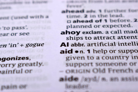 Close Up Of English Dictionary Page With Word - Ahoy