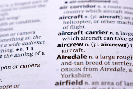 English Definition Dictionary Page Close Up Of Printed Word Of -aircrew