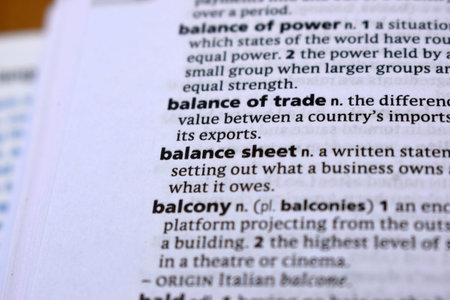 English Dictionary Page Close Up With the Word Of -balance sheet