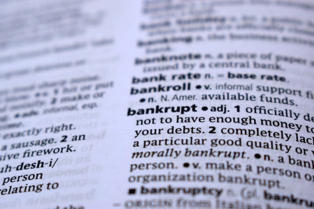 English Dictionary Page Close Up With the Word Of -Bankruptの写真素材