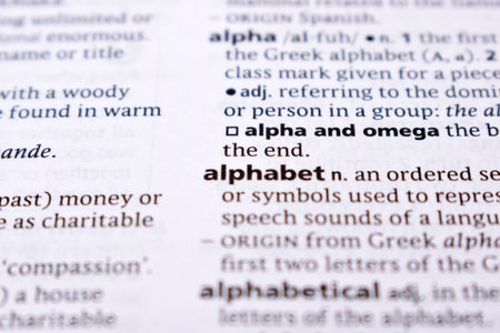 English Definition Page Close Up Of Printed Word Of -alphabetの写真素材