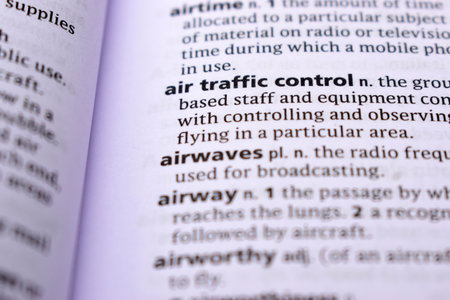 Close Up Of English Dictionary Page With Word - Air traffic controlの写真素材