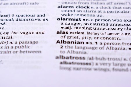 Close Up Of English Dictionary Page With Word - Alasの写真素材