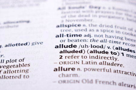 Close Up Of English Dictionary Page With Word - alludeの写真素材