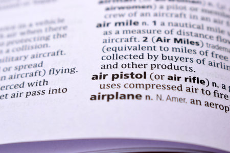 Close Up Of English Dictionary Page With Word - air pistol
