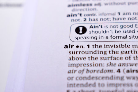 English Definition Dictionary Page Close Up Of Printed Word Of -Airの写真素材