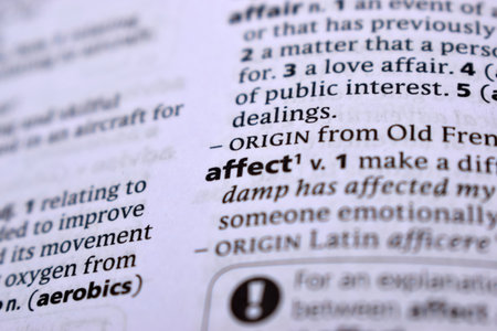 Close Up Of English Dictionary Page With Word - Affectの写真素材