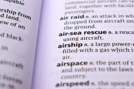 English Dictionary Page Close Up With the Word Of -airshipの写真素材
