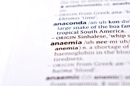 English Dictionary Page Close Up With the Word Of -anaemiaの写真素材