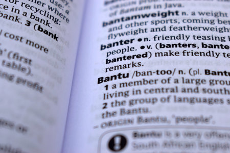 Close Up Of English Dictionary Page With Word - bantuの写真素材