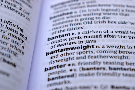 Close Up Of English Dictionary Page With Word - bantamweight