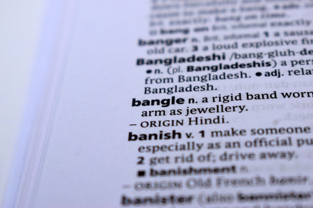 English Dictionary Page Close Up With the Word Of -bangleの写真素材
