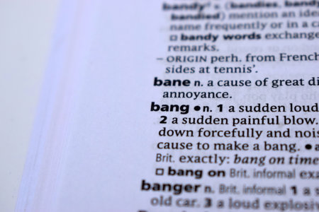 English Dictionary Page Close Up With the Word Of -bangの写真素材